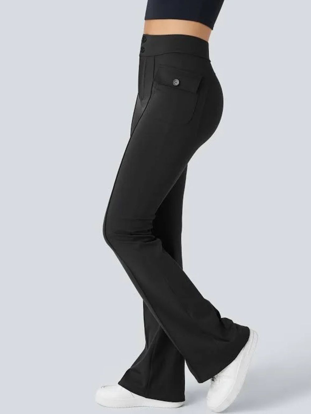 Halara High Waisted Side Flap Pocket Flare Cargo Pants Sz M - Picture 2 of 8